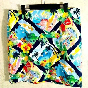 TALBOTS 14 PLUS WOMENS COLORFUL TRAVEL SUMMER YACHT COUNTRY CLUB  FUN MINI SKIRT
